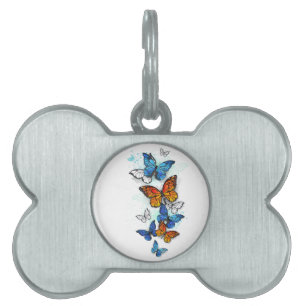 Flying Butterflies Morpho and Monarch Pet ID Tag