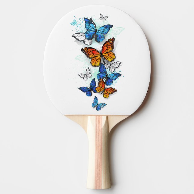 Flying Butterflies Morpho and Monarch Ping Pong Paddle (Front)