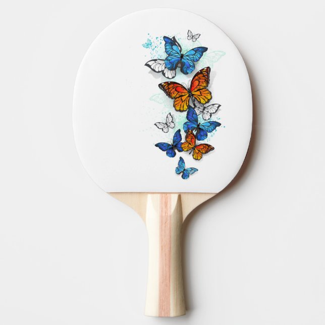 Flying Butterflies Morpho and Monarch Ping Pong Paddle (Front)
