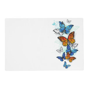 Flying Butterflies Morpho and Monarch Placemat