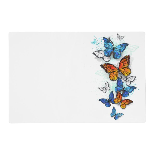 Flying Butterflies Morpho and Monarch Placemat (Front)