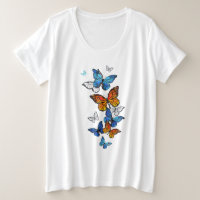 Flying Butterflies Morpho and Monarch