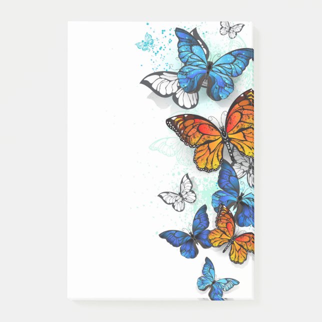 Flying Butterflies Morpho and Monarch Post-it Notes (Front)