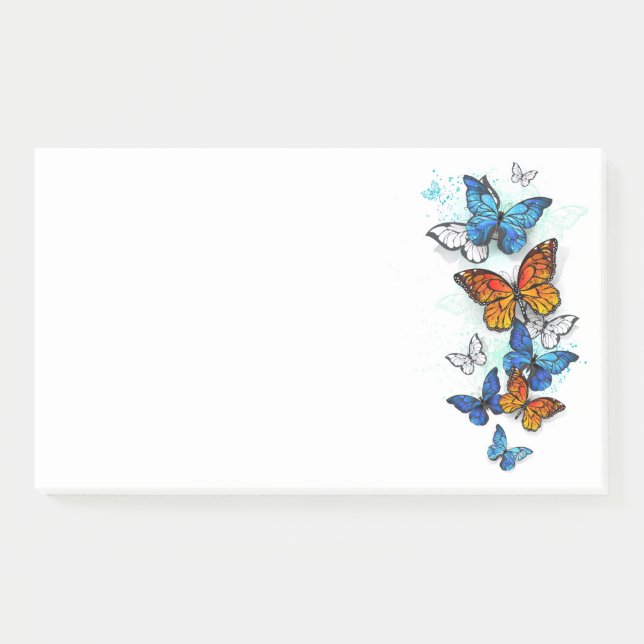 Flying Butterflies Morpho and Monarch Post-it Notes (Front)
