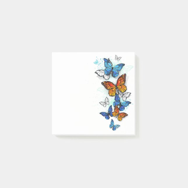 Flying Butterflies Morpho and Monarch Post-it Notes (Front)