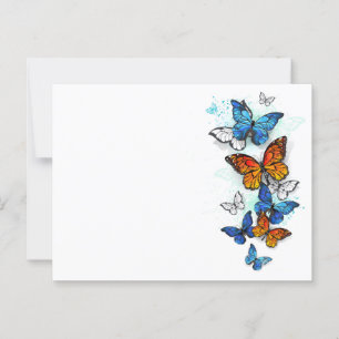 Flying Butterflies Morpho and Monarch Postcard