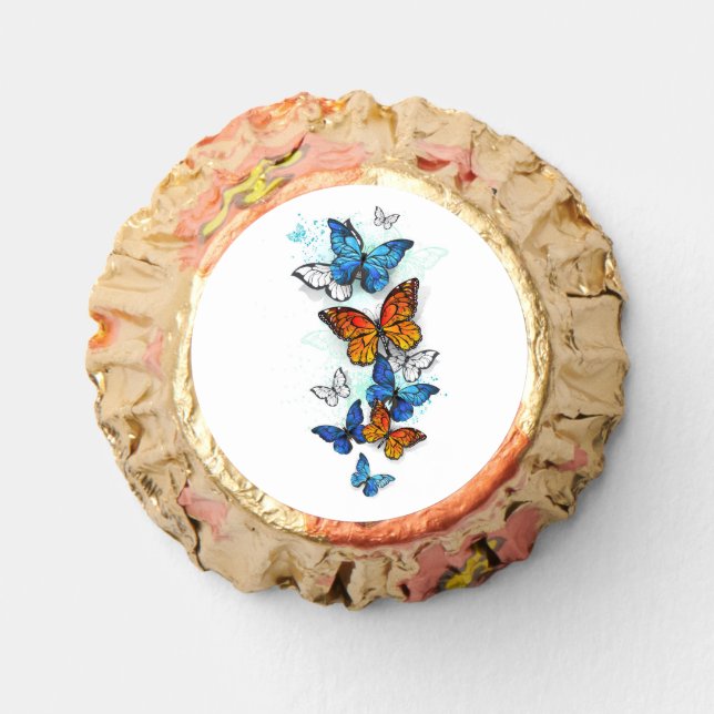 Flying Butterflies Morpho and Monarch Reese's Peanut Butter Cups (Front)