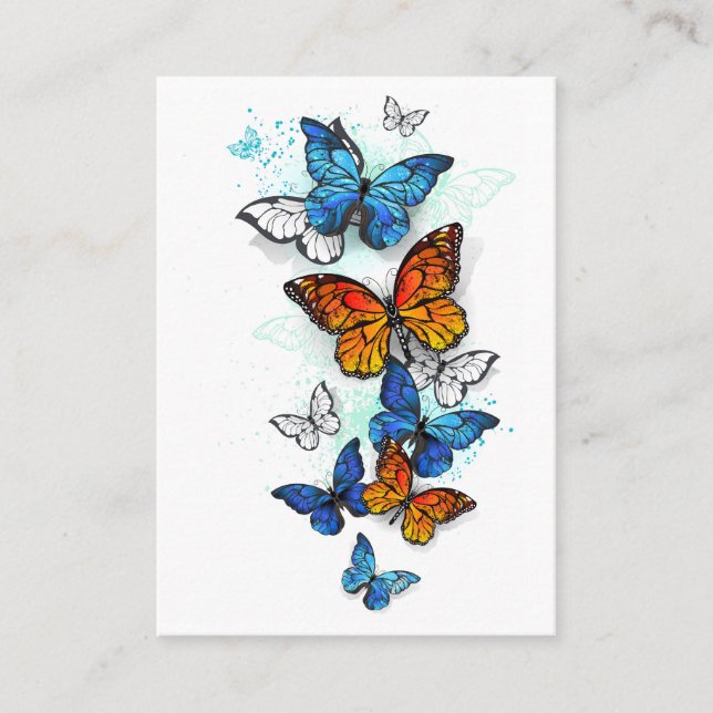 Flying Butterflies Morpho and Monarch Referral Card (Front)