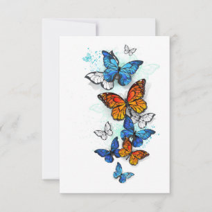 Flying Butterflies Morpho and Monarch RSVP Card