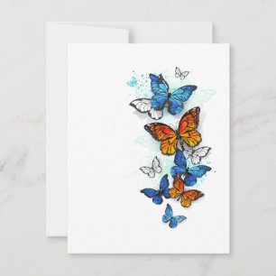 Flying Butterflies Morpho and Monarch RSVP Card