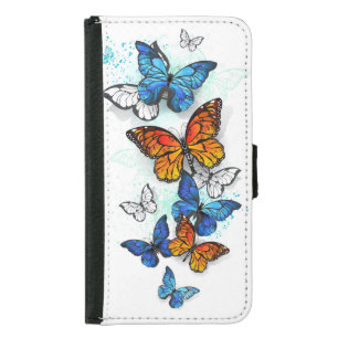 Flying Butterflies Morpho and Monarch Samsung Galaxy S5 Wallet Case