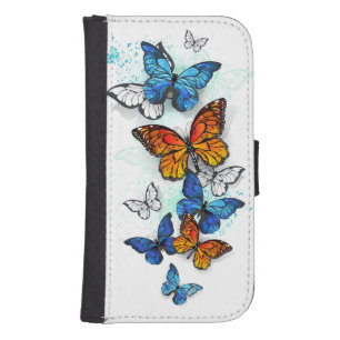 Flying Butterflies Morpho and Monarch Galaxy S4 Wallet Case