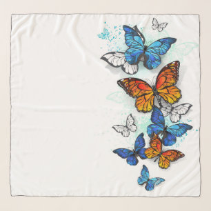 Flying Butterflies Morpho and Monarch Scarf