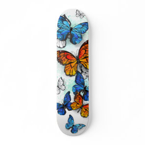 Flying Butterflies Morpho and Monarch Skateboard