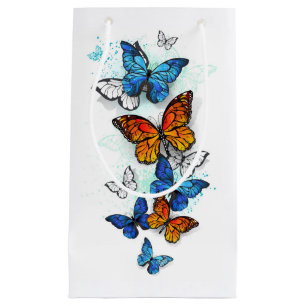 Flying Butterflies Morpho and Monarch Small Gift Bag
