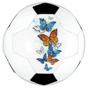 Flying Butterflies Morpho and Monarch Soccer Ball