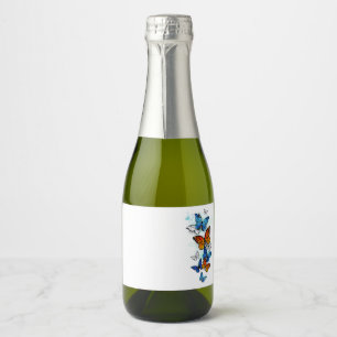 Flying Butterflies Morpho and Monarch Sparkling Wine Label
