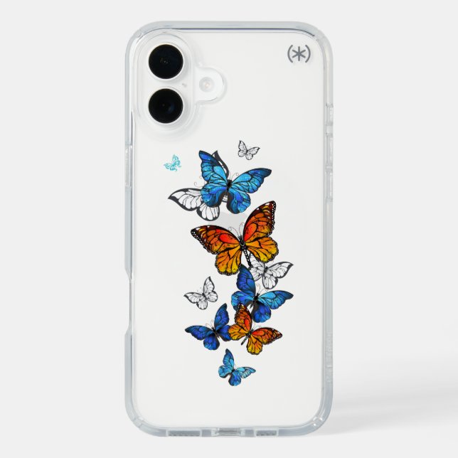 Flying Butterflies Morpho and Monarch Speck iPhone Case (Front)