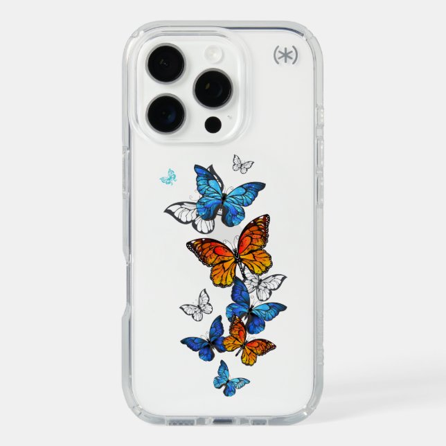 Flying Butterflies Morpho and Monarch Speck iPhone Case (Front)