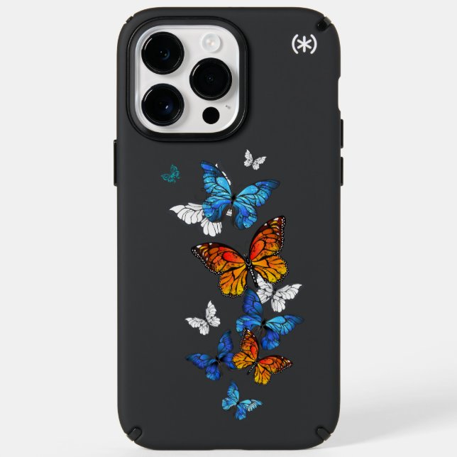 Flying Butterflies Morpho and Monarch Speck iPhone Case (Front)