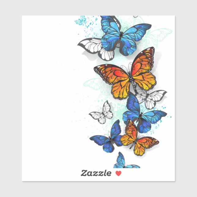 Flying Butterflies Morpho and Monarch Sticker (Sheet)