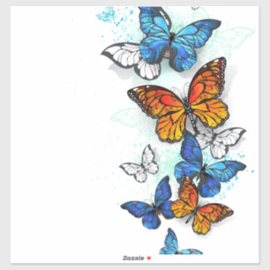 Flying Butterflies Morpho and Monarch Sticker