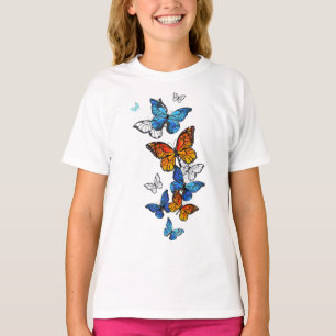 Flying Butterflies Morpho and Monarch T-Shirt