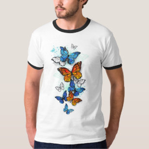 Flying Butterflies Morpho and Monarch T-Shirt