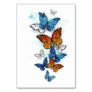 Flying Butterflies Morpho and Monarch Table Number
