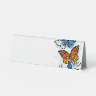 Flying Butterflies Morpho and Monarch Table Tent
