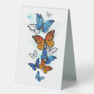 Flying Butterflies Morpho and Monarch Table Tent