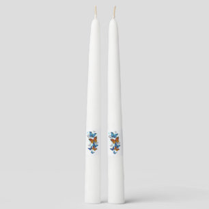 Flying Butterflies Morpho and Monarch Taper Candle