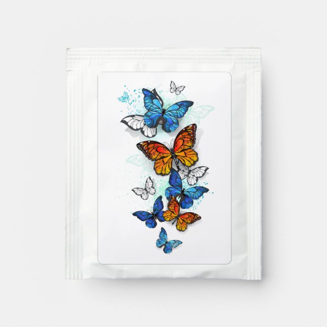 Flying Butterflies Morpho and Monarch Tea Bag Drink Mix (Front)
