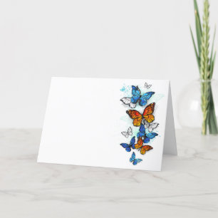 Flying Butterflies Morpho and Monarch Thank You Card
