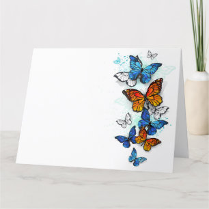 Flying Butterflies Morpho and Monarch Thank You Card