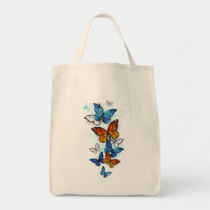 Flying Butterflies Morpho and Monarch Tote Bag