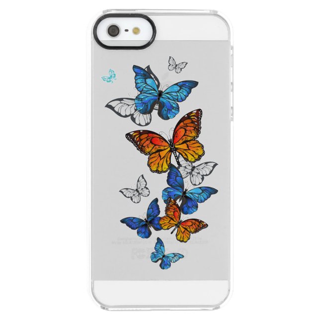Flying Butterflies Morpho and Monarch Uncommon iPhone Case (Back)
