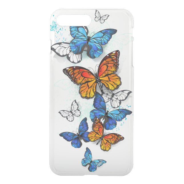 Flying Butterflies Morpho and Monarch Uncommon iPhone Case (Back)