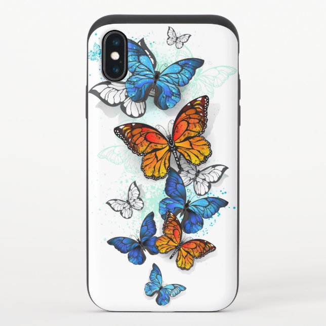 Flying Butterflies Morpho and Monarch Uncommon iPhone Case (Back)