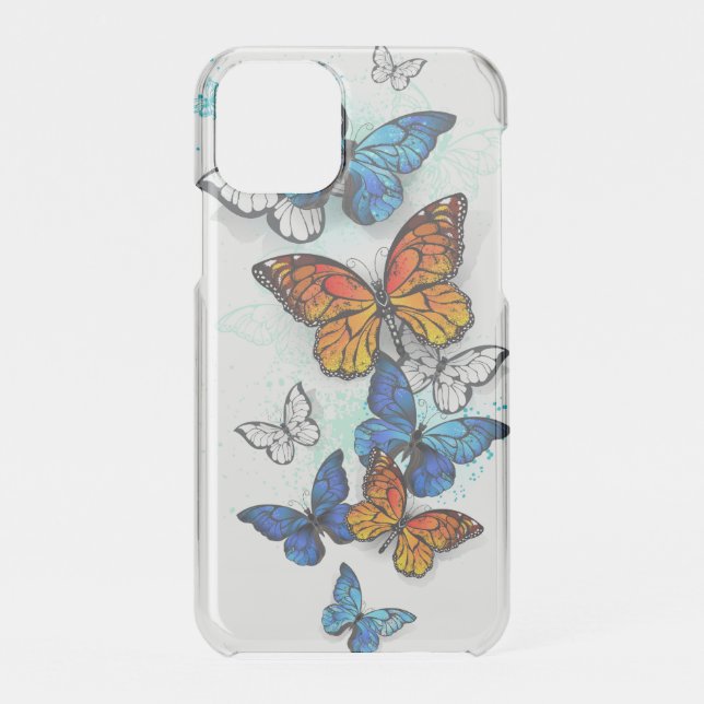 Flying Butterflies Morpho and Monarch Uncommon iPhone Case (Back)