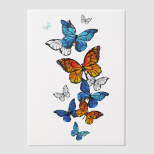 Flying Butterflies Morpho and Monarch Vellum Invitations