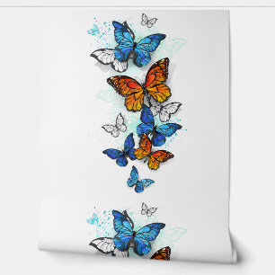 Flying Butterflies Morpho and Monarch Wallpaper
