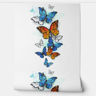 Flying Butterflies Morpho and Monarch Wallpaper