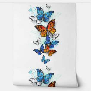 Flying Butterflies Morpho and Monarch Wallpaper