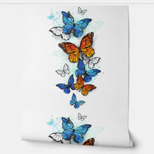 Flying Butterflies Morpho and Monarch Wallpaper