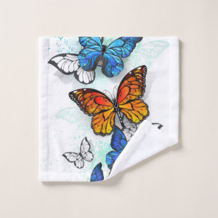 Flying Butterflies Morpho and Monarch Wash Cloth