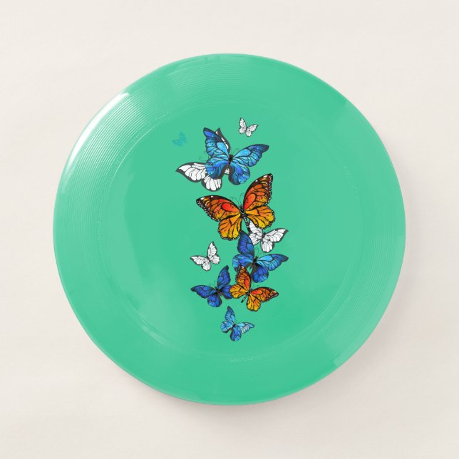 Flying Butterflies Morpho and Monarch Wham-O Frisbee (Front)