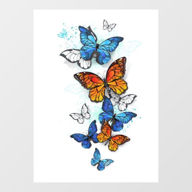 Flying Butterflies Morpho and Monarch Window Cling (Sheet)