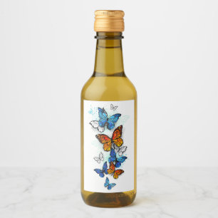 Flying Butterflies Morpho and Monarch Wine Label