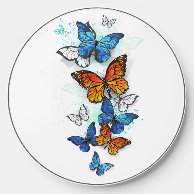 Flying Butterflies Morpho and Monarch Wireless Charger (Front)